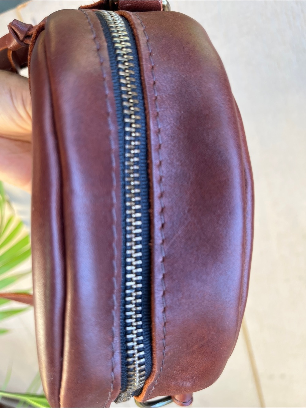 Portland Leather Burgundy Round Leather Messenger Bag - Picture 9 of 10